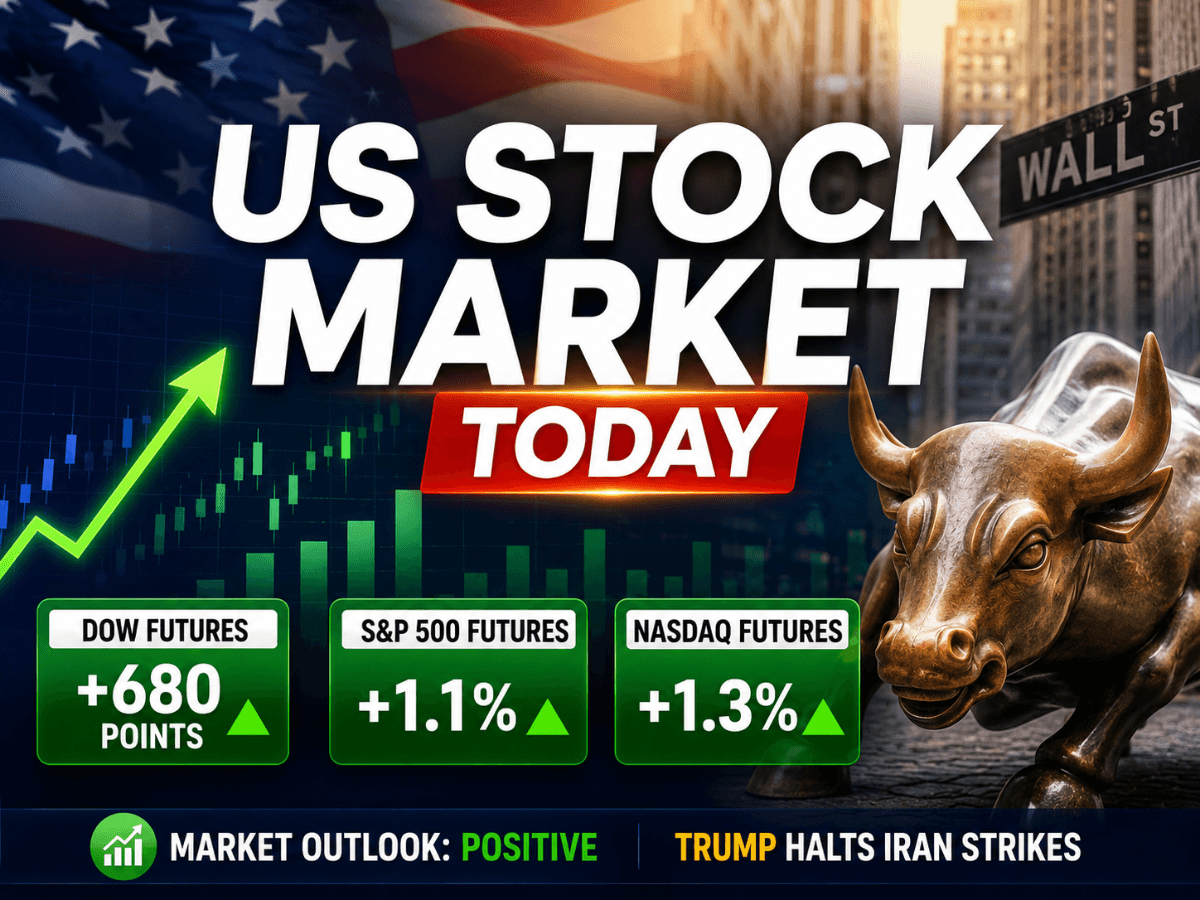US Stock Market Today: Dow Futures Jump Over 680 Points, S&P 500 & Nasdaq Futures Rise as Trump Halts Iran Strikes; Check Wall Street Market Outlook