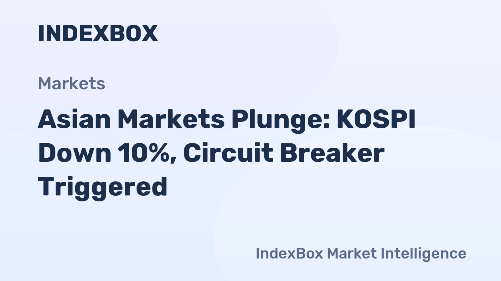 Asian Stock Market Crash: KOSPI Leads Sharp Decline on Tech Selloff
