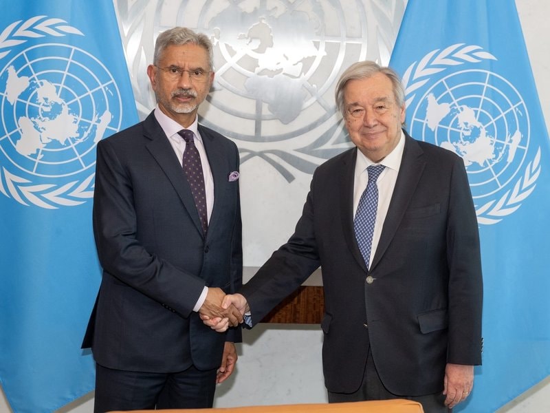 Il Ministro degli Esteri EAM Jaishankar incontra il capo dell'ONU Guterres; discutono di Asia Occidentale e Ucraina
