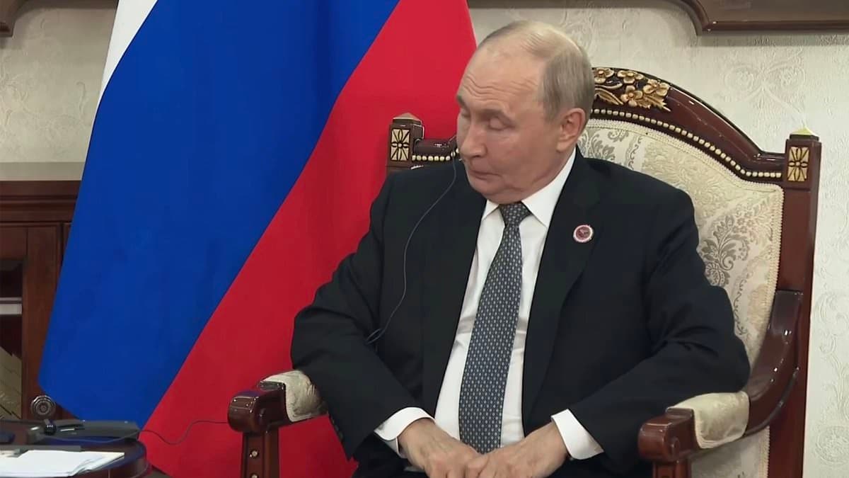 Awkward moment squirming Putin is told to 'move from endless war to the end of war' in meeting with India's PM Modi