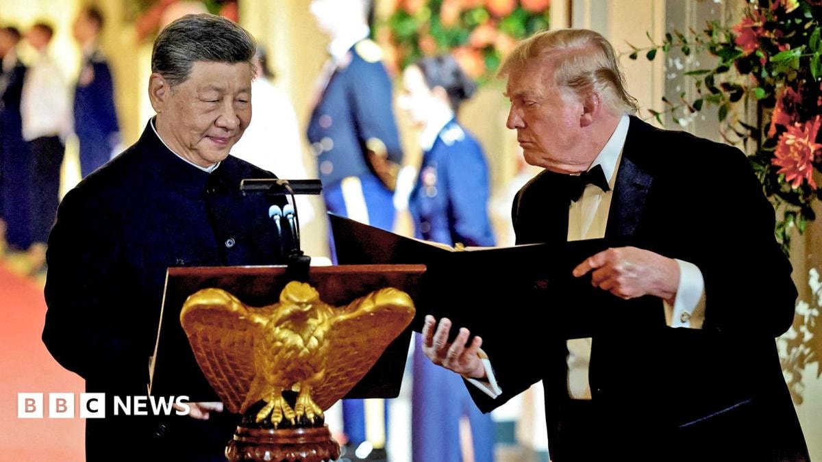 Trump und Xi tauschen bei Staatsbankett freundliche Worte aus, aber kaum Fortschritte bei Kernfragen - BBC News