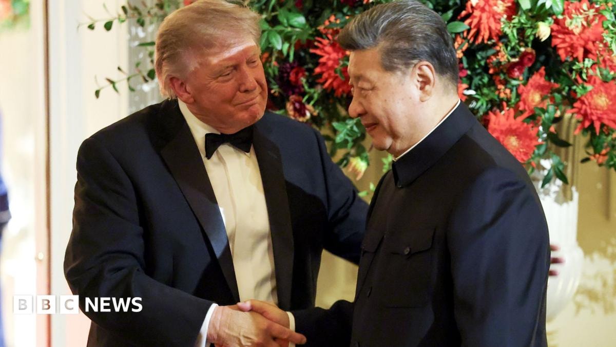 Trump hosts Xi for state dinner at White House alongside major tech bosses - BBC News