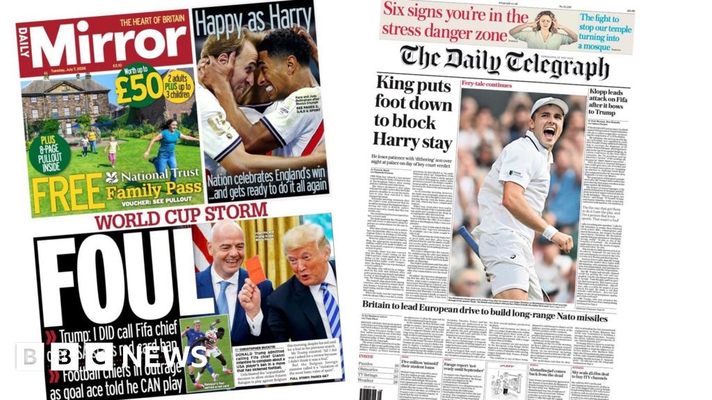 Newspaper headlines: 'World cup storm' and 'King puts foot down'