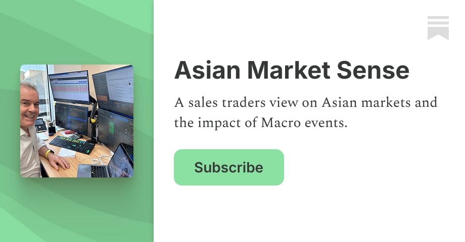 Asian Market Sense - Weinig data in Azië, maar resultaten van Softbank en Swire. Yen blijft een probleem. China jaagt belastingen na op buitenlandse investeringen - Negatief voor verzekeraars en financiële instellingen