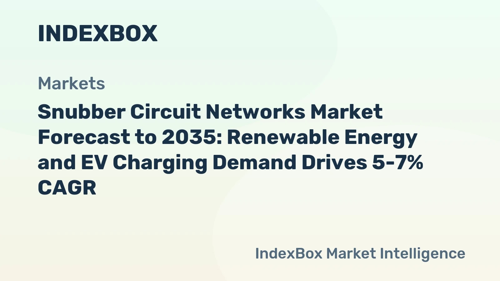 Snubber Circuit Networks Market To 2035: Renewable Energy and EV Charging Demand Drives 5-7% CAGR - News and Statistics - IndexBox
